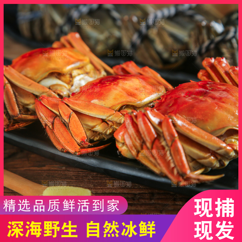 盘子里装着清蒸螃蟹