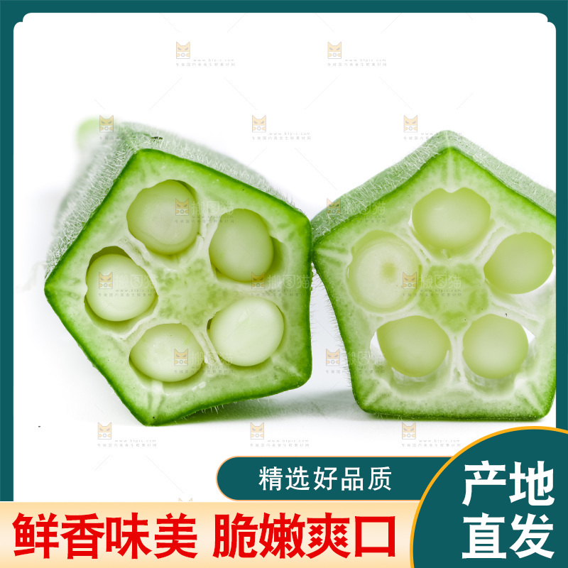 白底上的新鲜秋葵