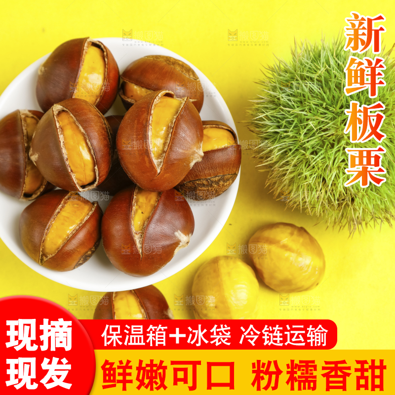 黄底上放着迁西板栗