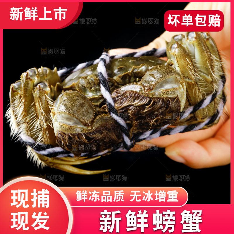 手里拿着鲜活螃蟹