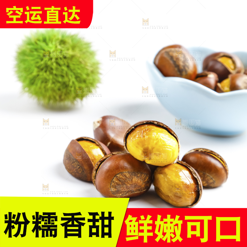 白底上的熟板栗