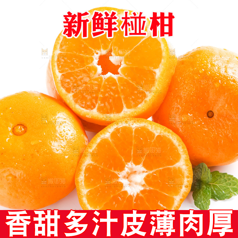 白底上摆放着椪柑橘