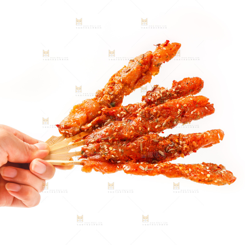手拿肉串