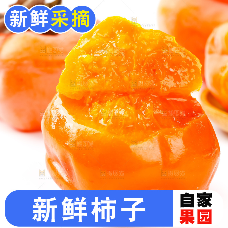 白底上放着磨盘柿