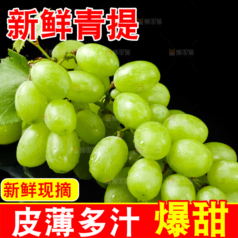 黑底上放着青提子