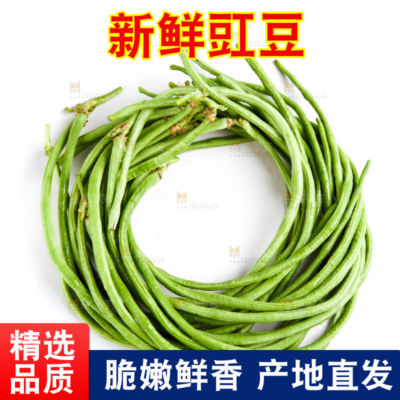 白底上放着长豇豆