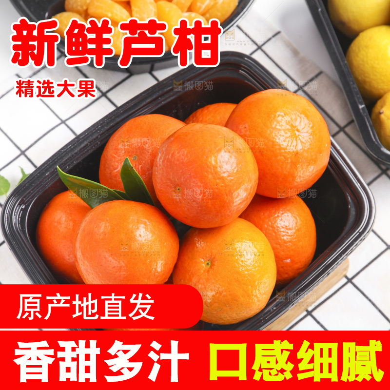 白格子底上放着芦柑