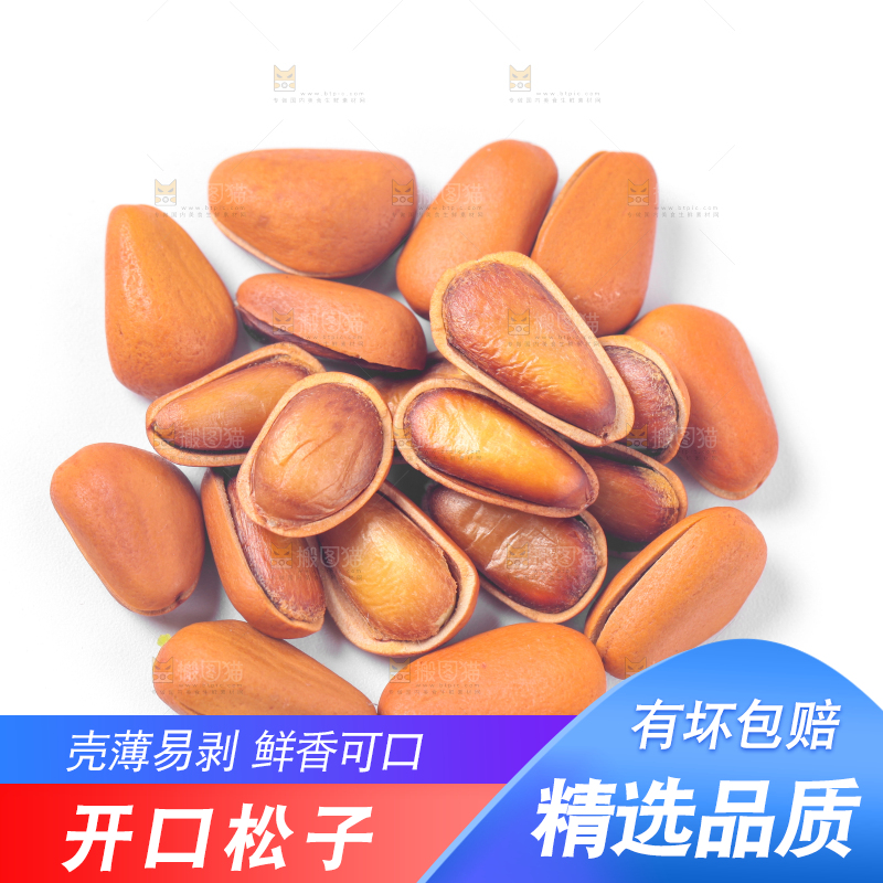 白底上放着东北松子