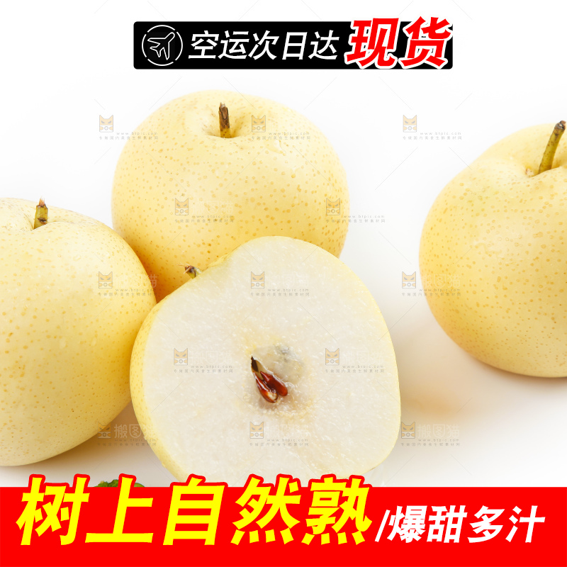 白底上摆放着河北皇冠梨