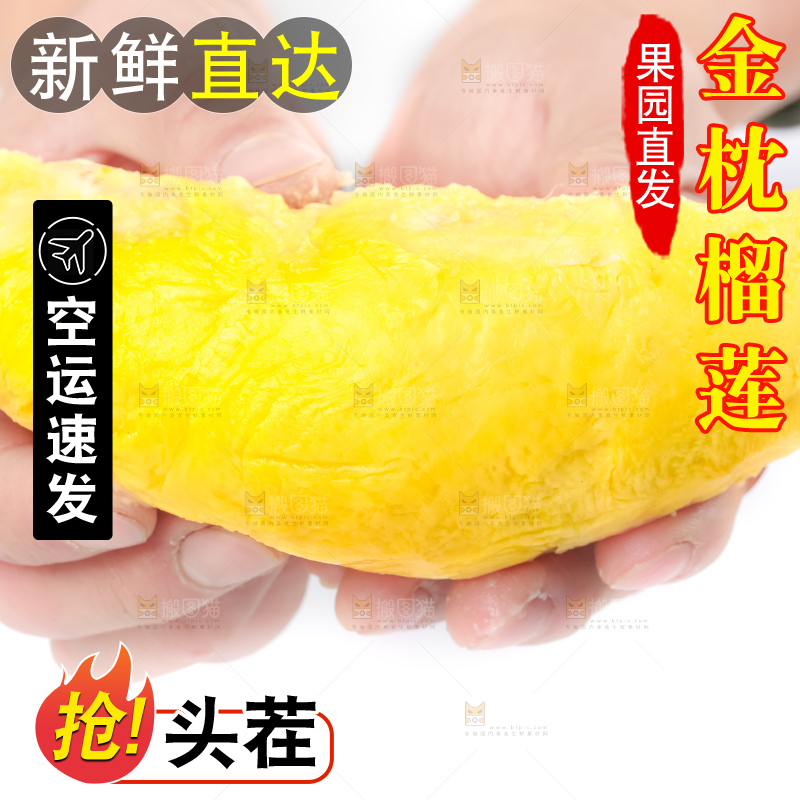 白底上放着泰国金枕榴莲