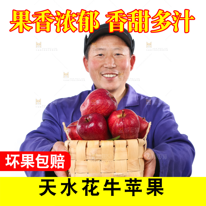 农民手里拿着天水花牛苹果