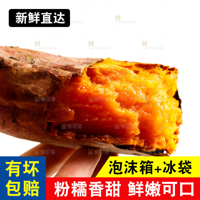 白底上放着红薯