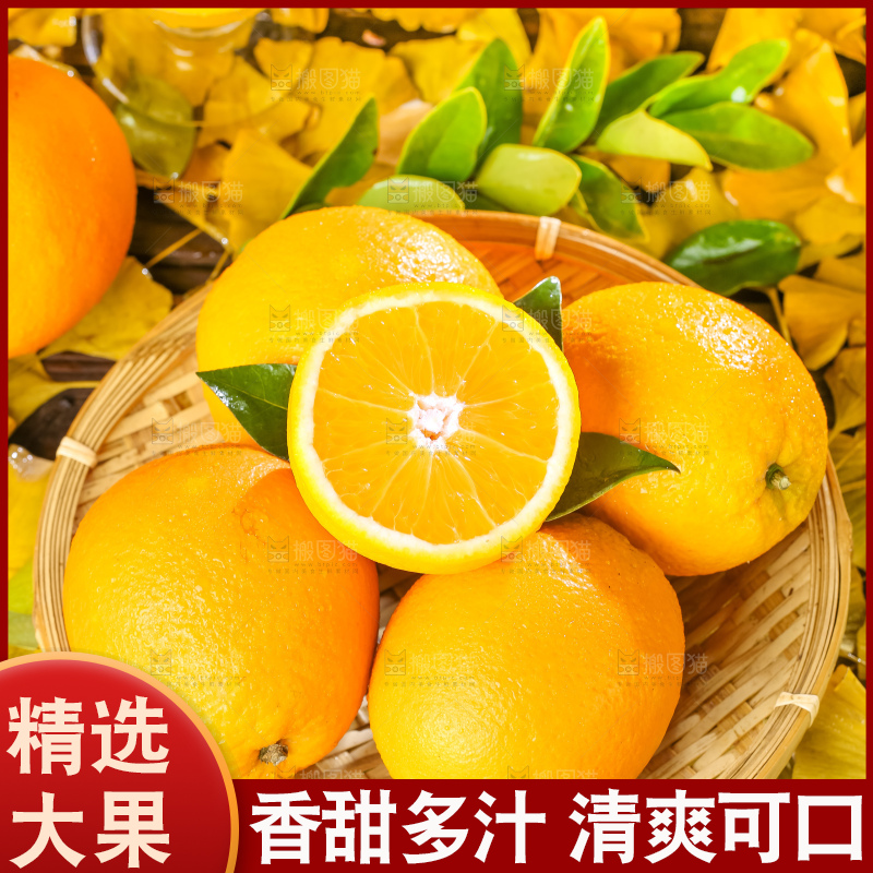 黄木板上的赣南脐橙