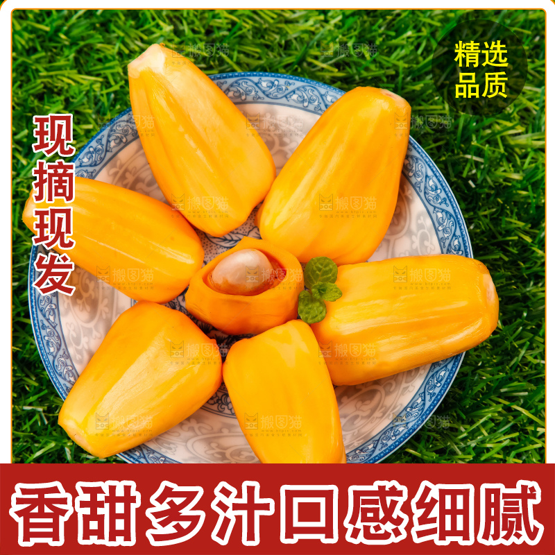 草地上放着一盘越南菠萝蜜