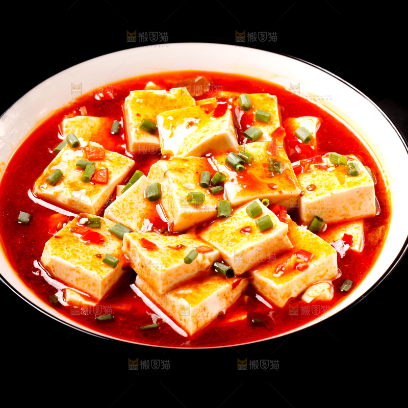 盘里装着麻婆豆腐