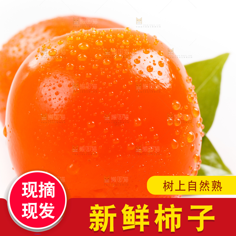 白底上放着软柿子