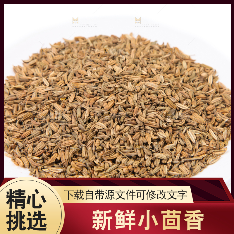 白底上一堆小茴香