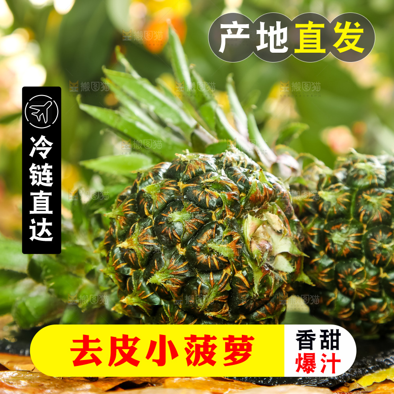 黑石板上的新鲜小菠萝