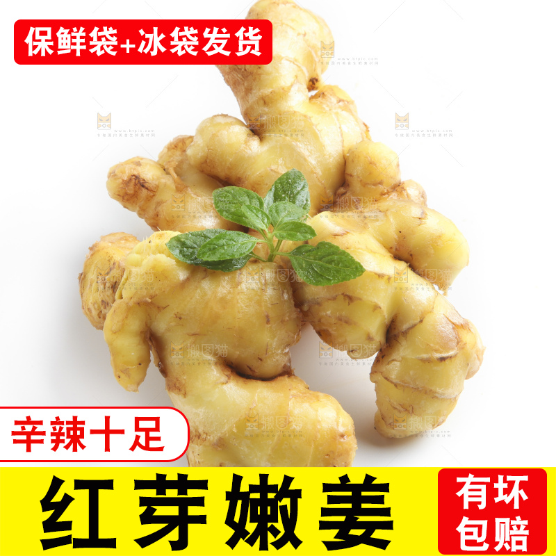白底上摆放着云南小黄姜