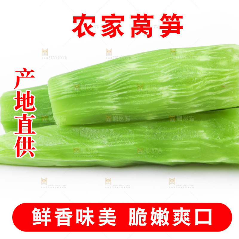 白底上摆放着莴苣