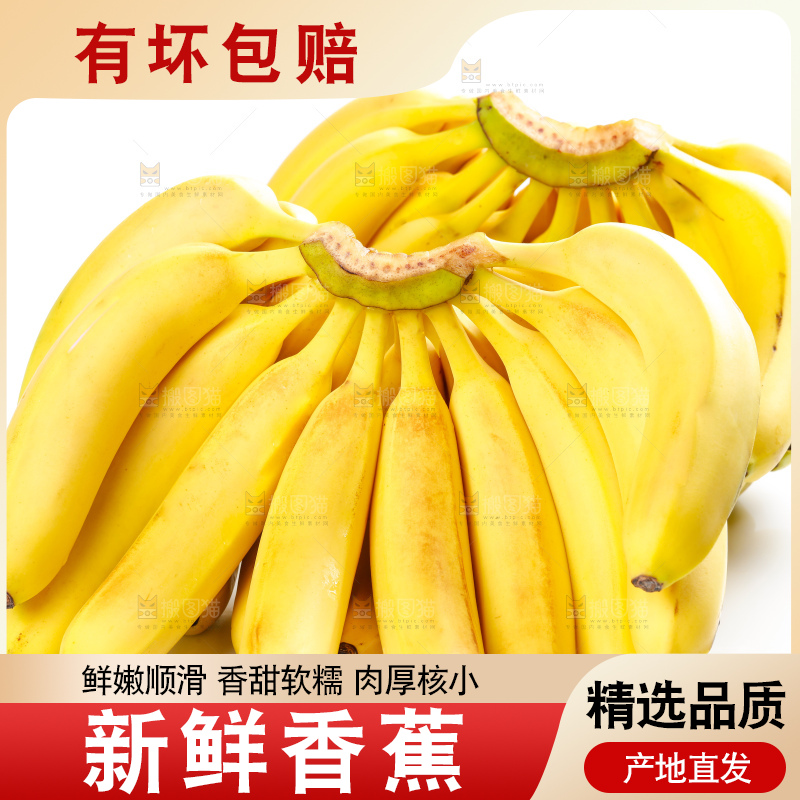 白底上的新鲜香蕉