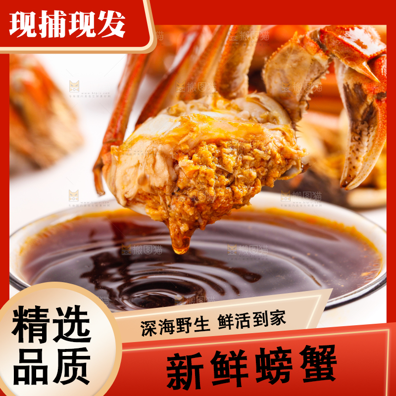 正在蘸醋汁的螃蟹