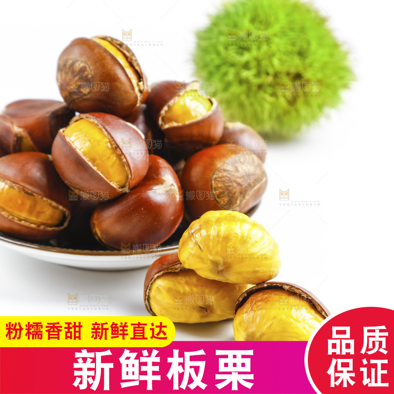 白底上的熟板栗