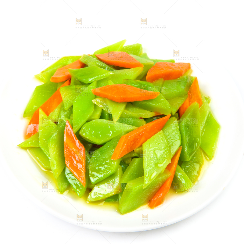 盘子装着炒莴苣