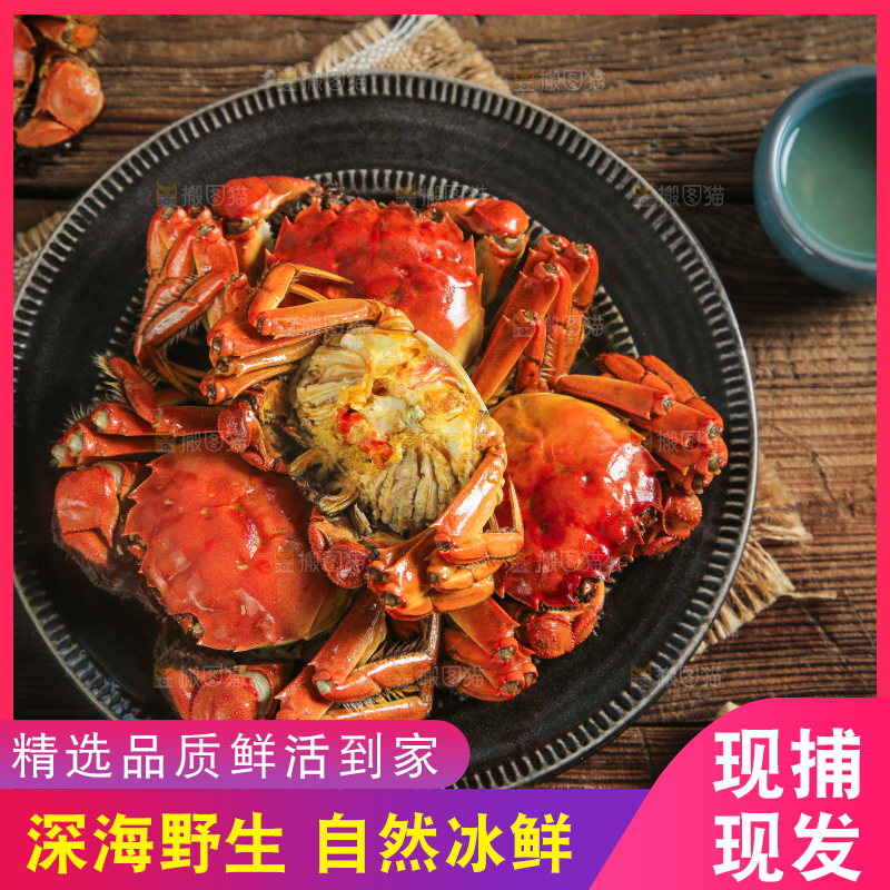 盘子里装着清蒸螃蟹