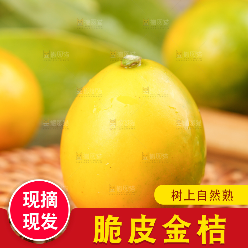 竹垫子上的广西脆皮金桔