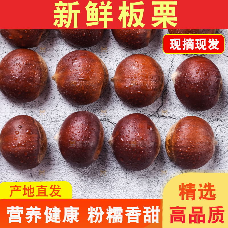 浅底上放着毛栗子