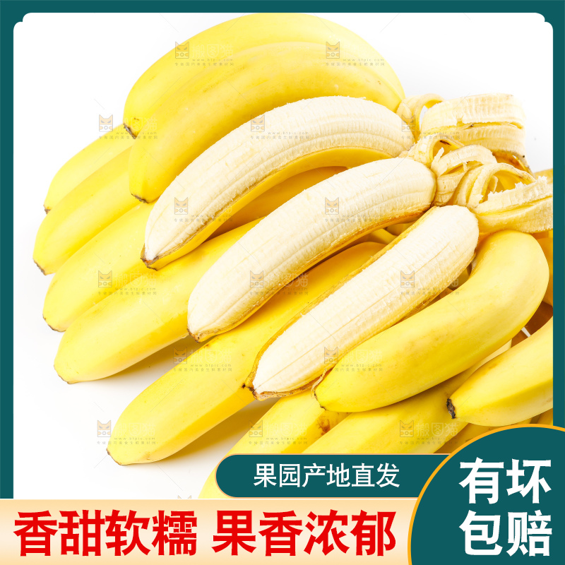 白底上的新鲜香蕉
