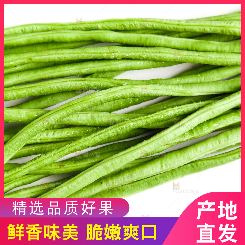 白底上放着长豇豆