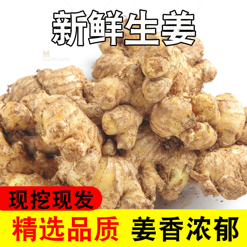 白底上摆放着云南小黄姜