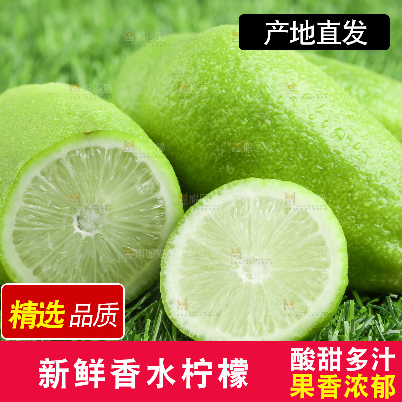 草地上放着香水青柠檬
