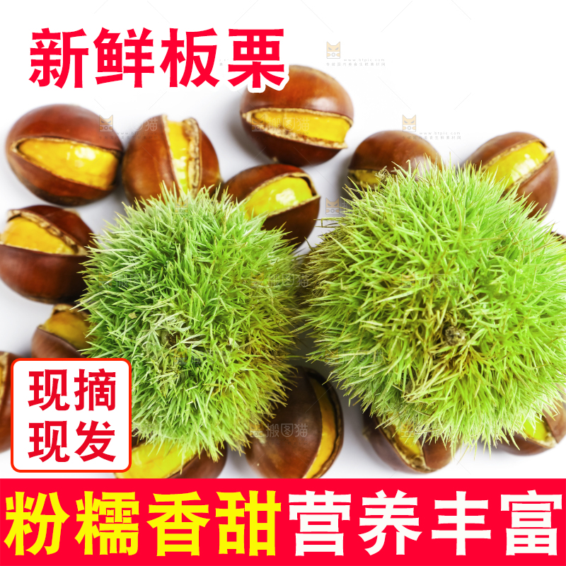 白底上摆放着迁西板栗