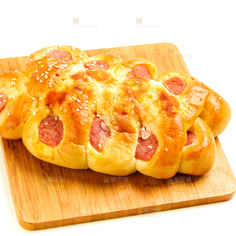 白底上的火腿肉松面包