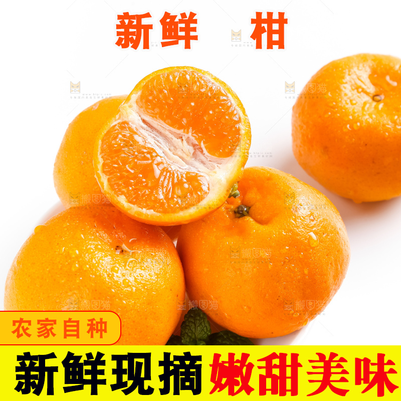 白底上摆放着椪柑橘