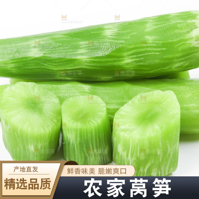 白底上摆放着莴苣
