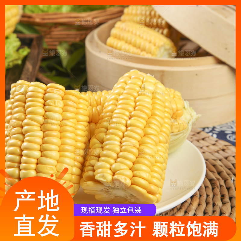 草垫子上放着一盘东北玉米