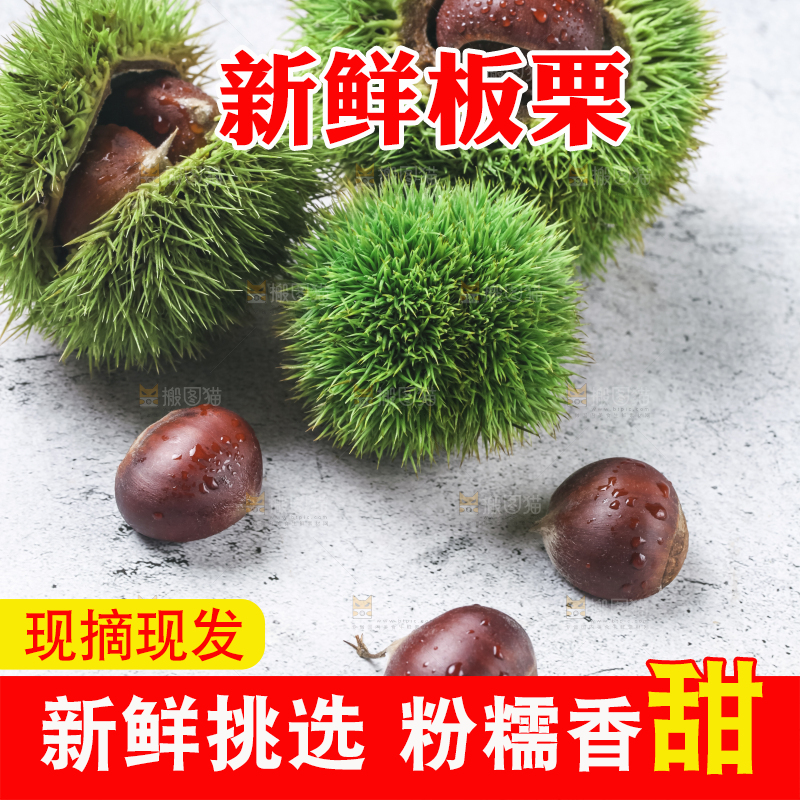 浅底上放着毛栗子
