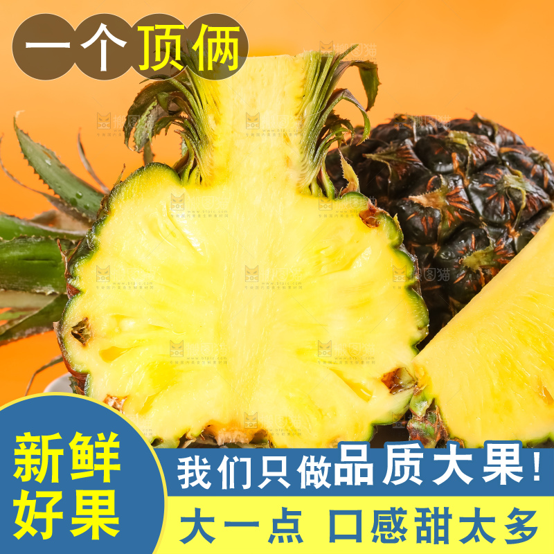 黄底上的泰国迷你小菠萝