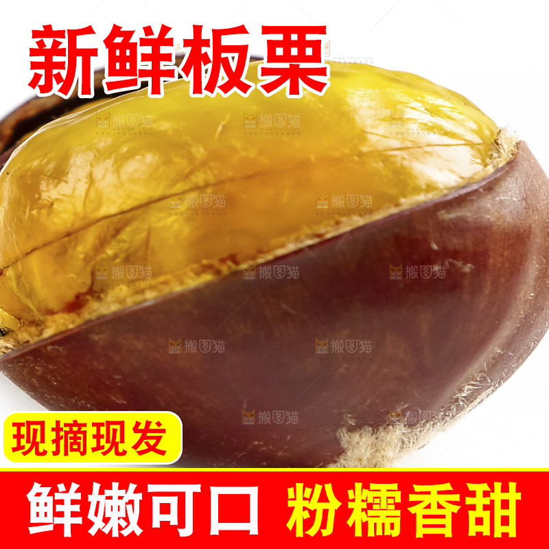 白底上摆放着迁西板栗