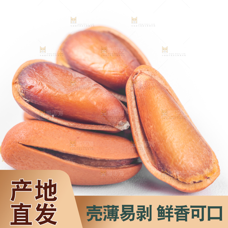白底上放着东北松子