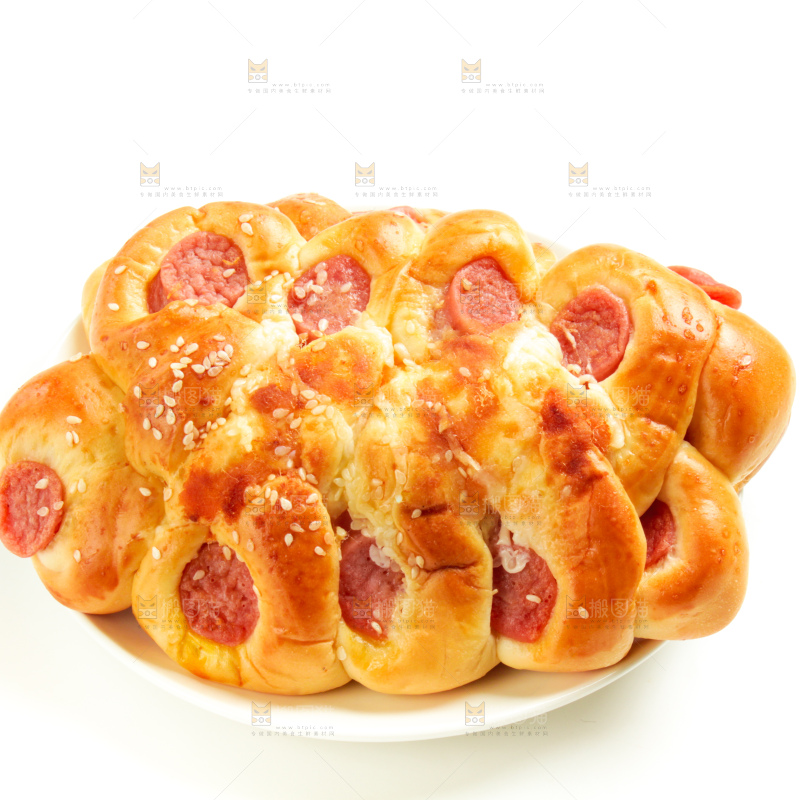 白底上的火腿肉松面包