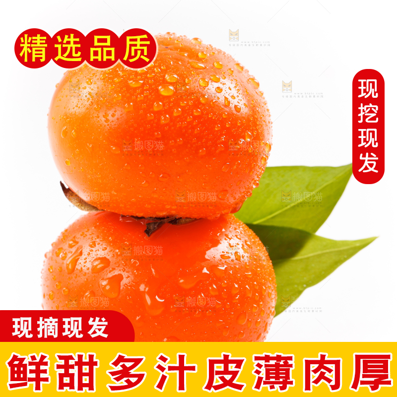白底上放着软柿子