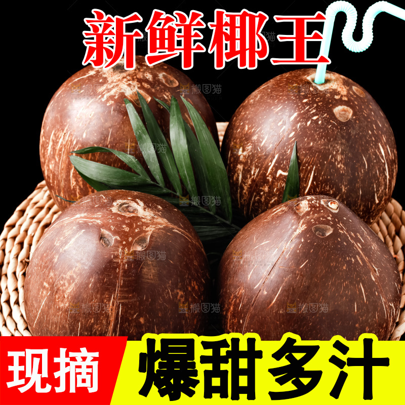 黑底上放着海南椰皇