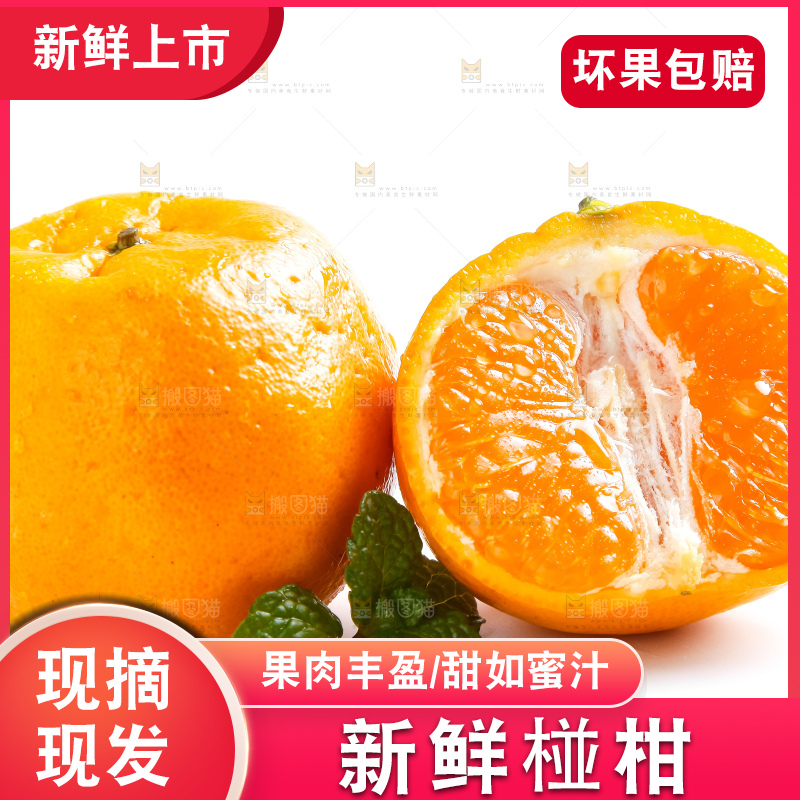白底上摆放着椪柑橘