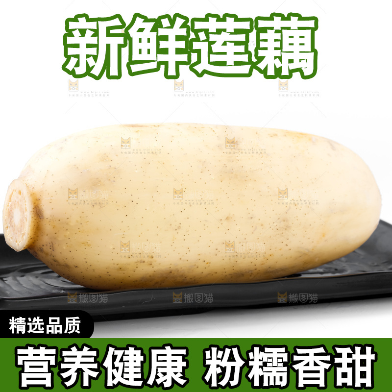 白底上放着莲藕