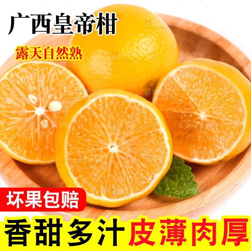 白底上放着一盘广西皇帝柑